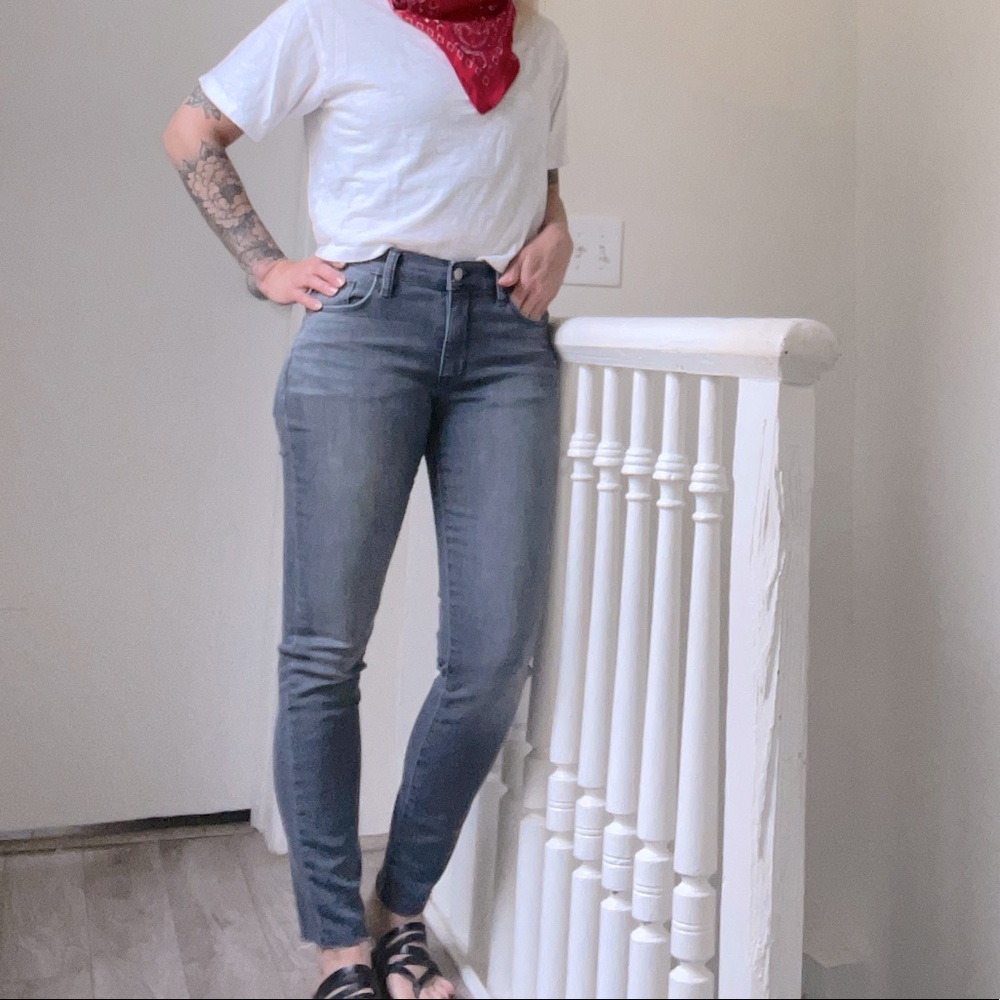 Hudson grey mid rise jeans.